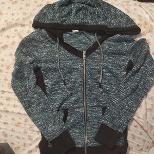 Blue and Black Zip-Up Hoodie